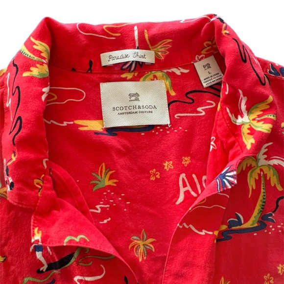 Scotch & Soda Red Aloha Print Casual Shirt - Picture 7 of 7